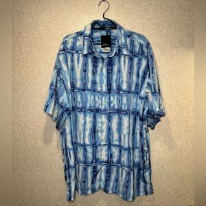 Sean John Ice Blue Pattern Button Down T-Shirt Size XXL